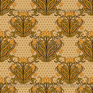 300x300 Floral Seamless Pattern In Art Nouveau Style, Vector Il