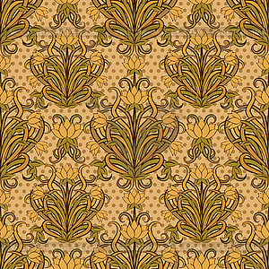 300x300 Floral Seamless Pattern In Art Nouveau Style, Vector Il
