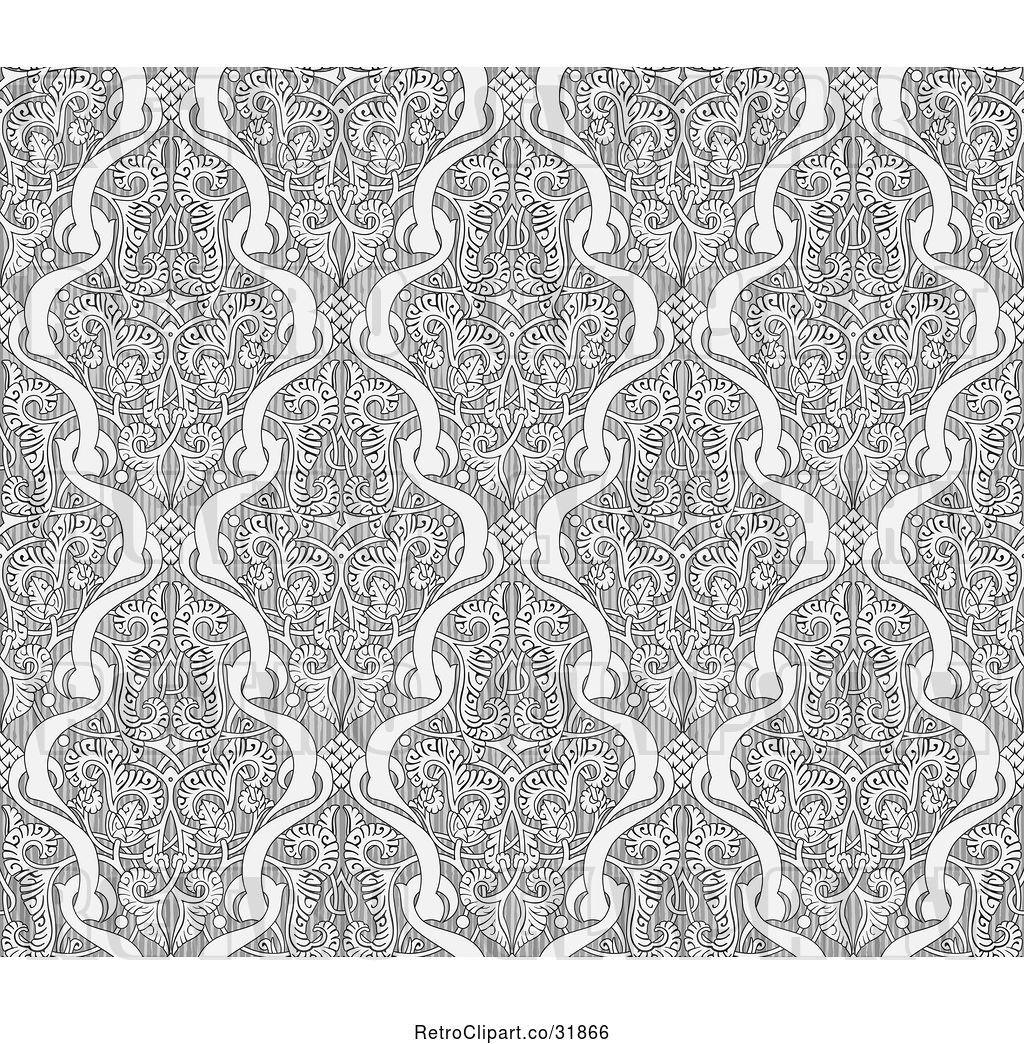 1024x1044 Vector Clip Art Of Retro Grayscale Seamless Art Nouveau Pattern