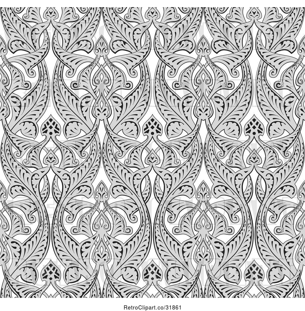 1024x1044 Vector Clip Art Of Retro Ornate Gray Seamless Art Nouveau Pattern