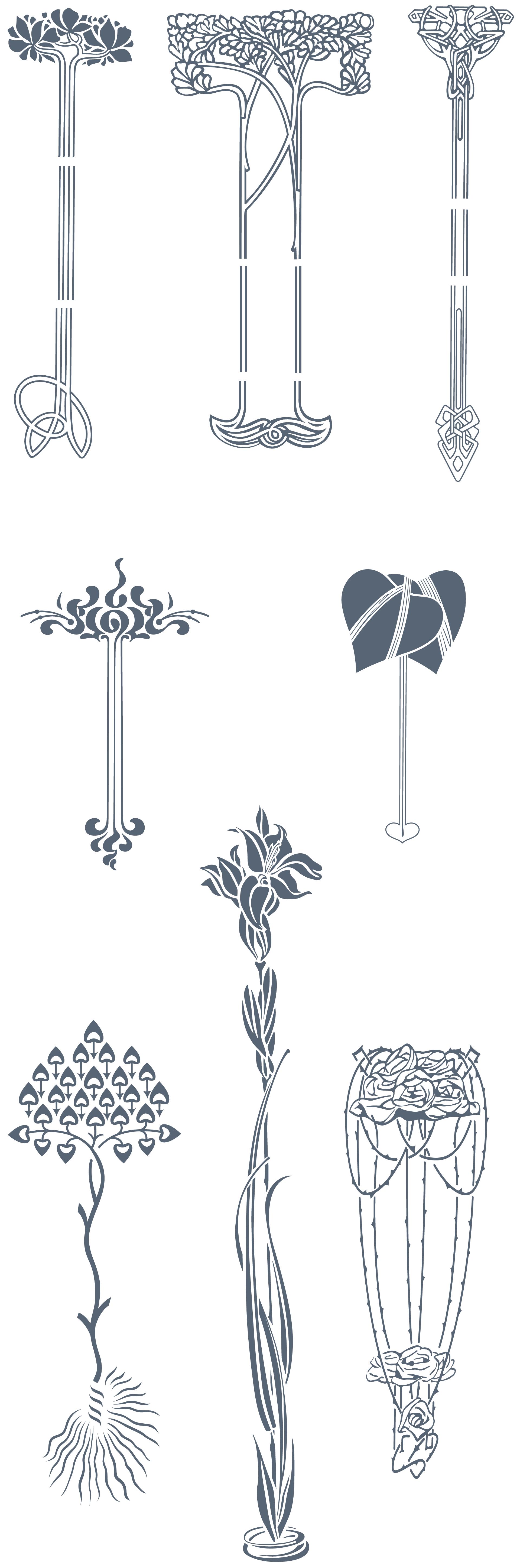 1920x5790 Download Vintage Art Nouveau Art Nouveau Vector Ornaments