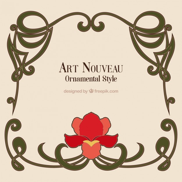 626x626 Hand Drawn Art Nouveau Frame With A Flower Free Vectors Ui