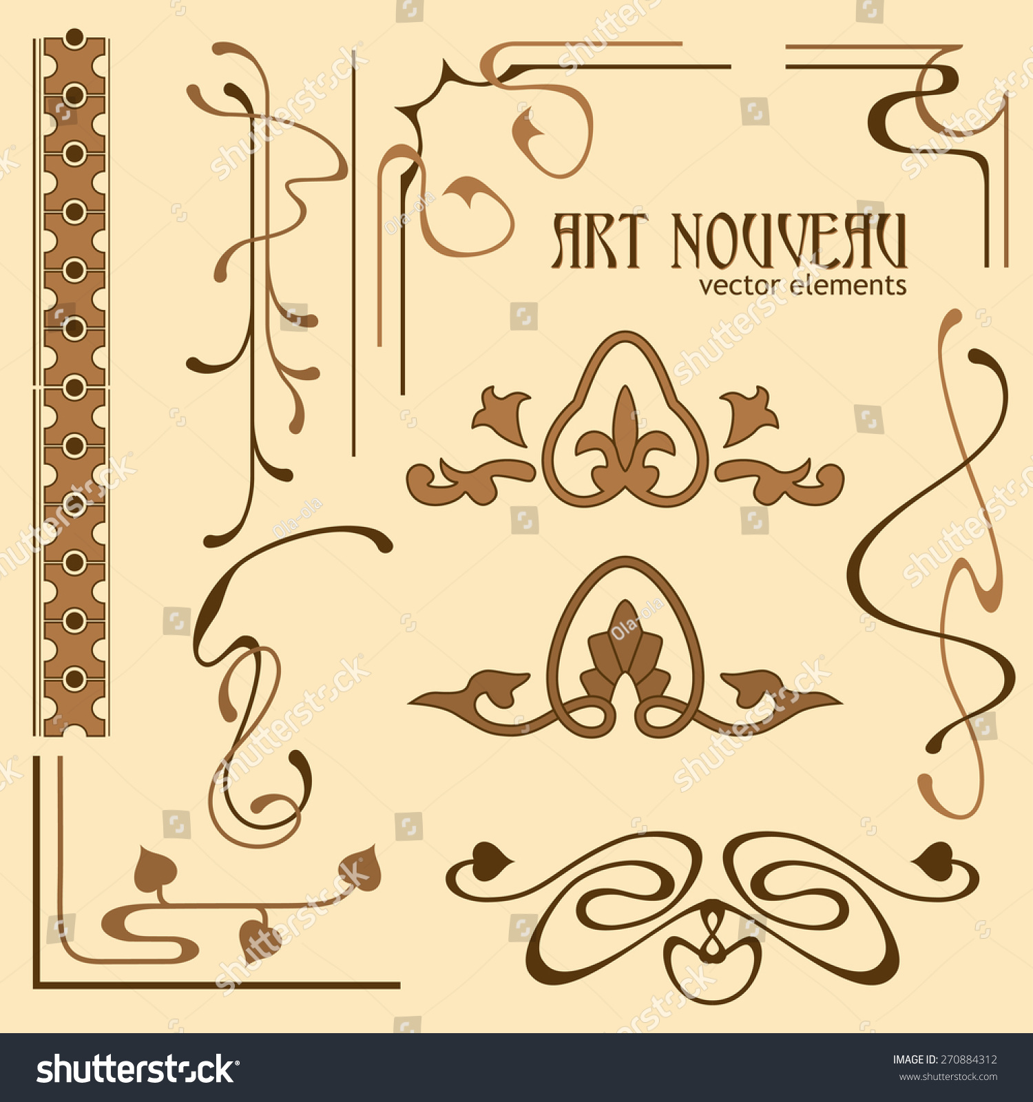 1500x1600 Mignon Art Nouveau Decorative Elements Set Your Stock Vector