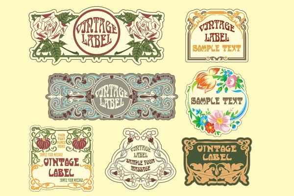 600x400 Vintage Art Nouveau Vector Labels Vector, Free Vintage Vectors