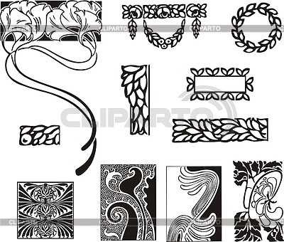 400x340 Art Nouveau Simple Floral Ornaments Stock Vector Graphics