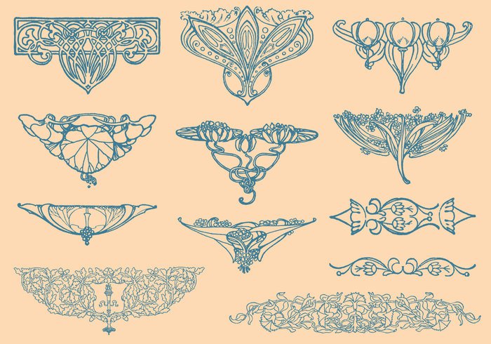 700x490 Art Nouveau Vector Elements
