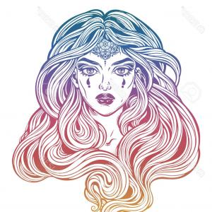 Photoart Nouveau Style Woman Portrait With Long Hair Girl 300x300 Photoart Nouveau Style Woman Portrait With Long Hair Girl