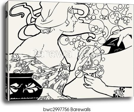 Woman Vector Illustration Art Deco Art Nouveau, Canvas Print 453x379 Woman Vector Illustration Art Deco Art Nouveau, Canvas Print