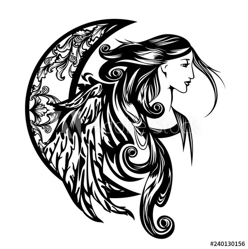 Beautiful Winged Woman With Long Hair 498x500 Beautiful Winged Woman With Long Hair