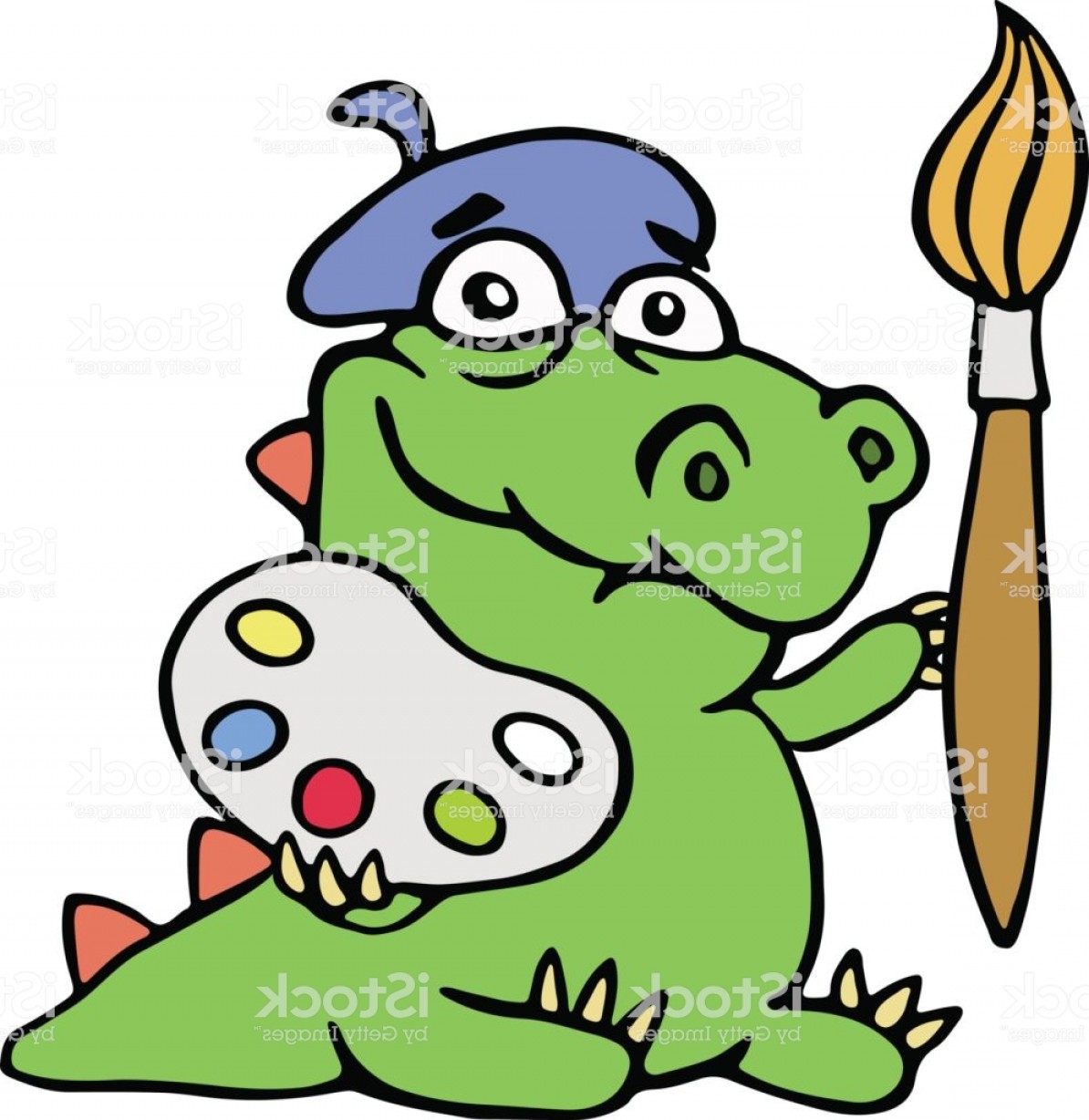 Cute Dinosaur Artist Painter With Brush And Palette Of Colors 1194x1228 Cute Dinosaur Artist Painter With Brush And Palette Of Colors