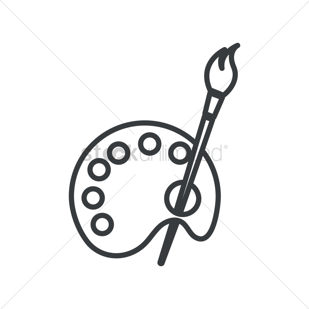 Paint Brush And Palette Vector Image 1300x1300 Paint Brush And Palette Vector Image