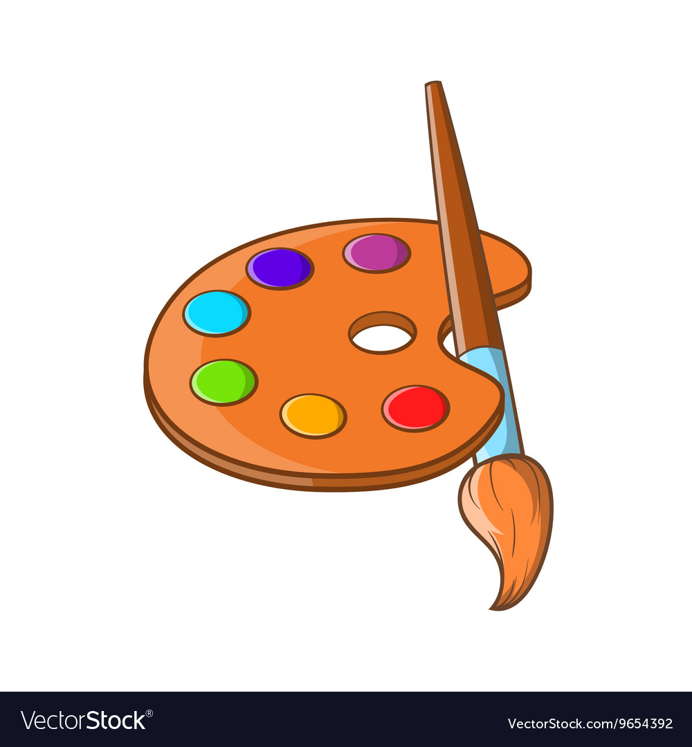 Art Palette With Paint Brush Icon Cartoon Style Vector 1000x1080 Art Palette With Paint Brush Icon Cartoon Style Vector