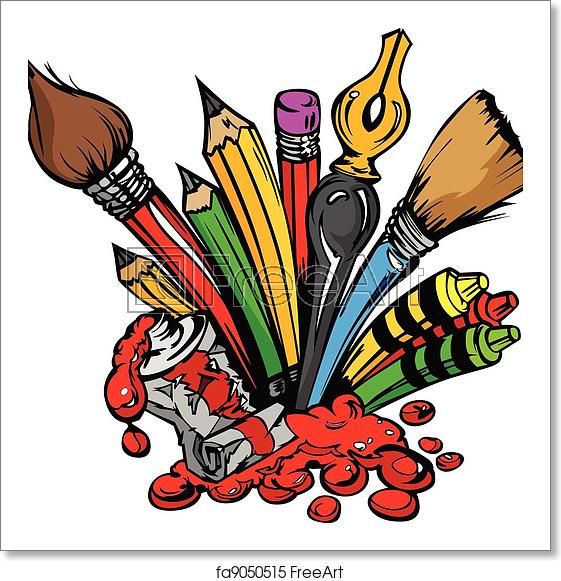 561x581 Free Art Print Of Art Supplies Vector Cartoon Art And Back