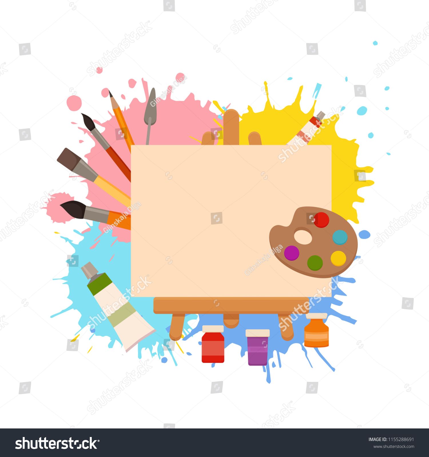 1500x1600 Painting Tools Elements Cartoon Colorful Vector Concept Art