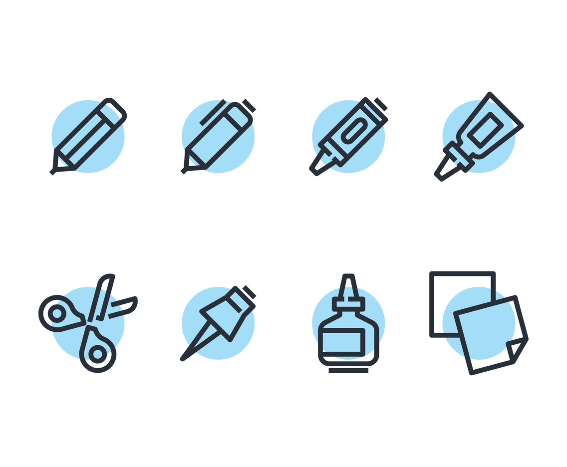 1136x936 School Supplies Line Icon Vectors Vector Art Graphics