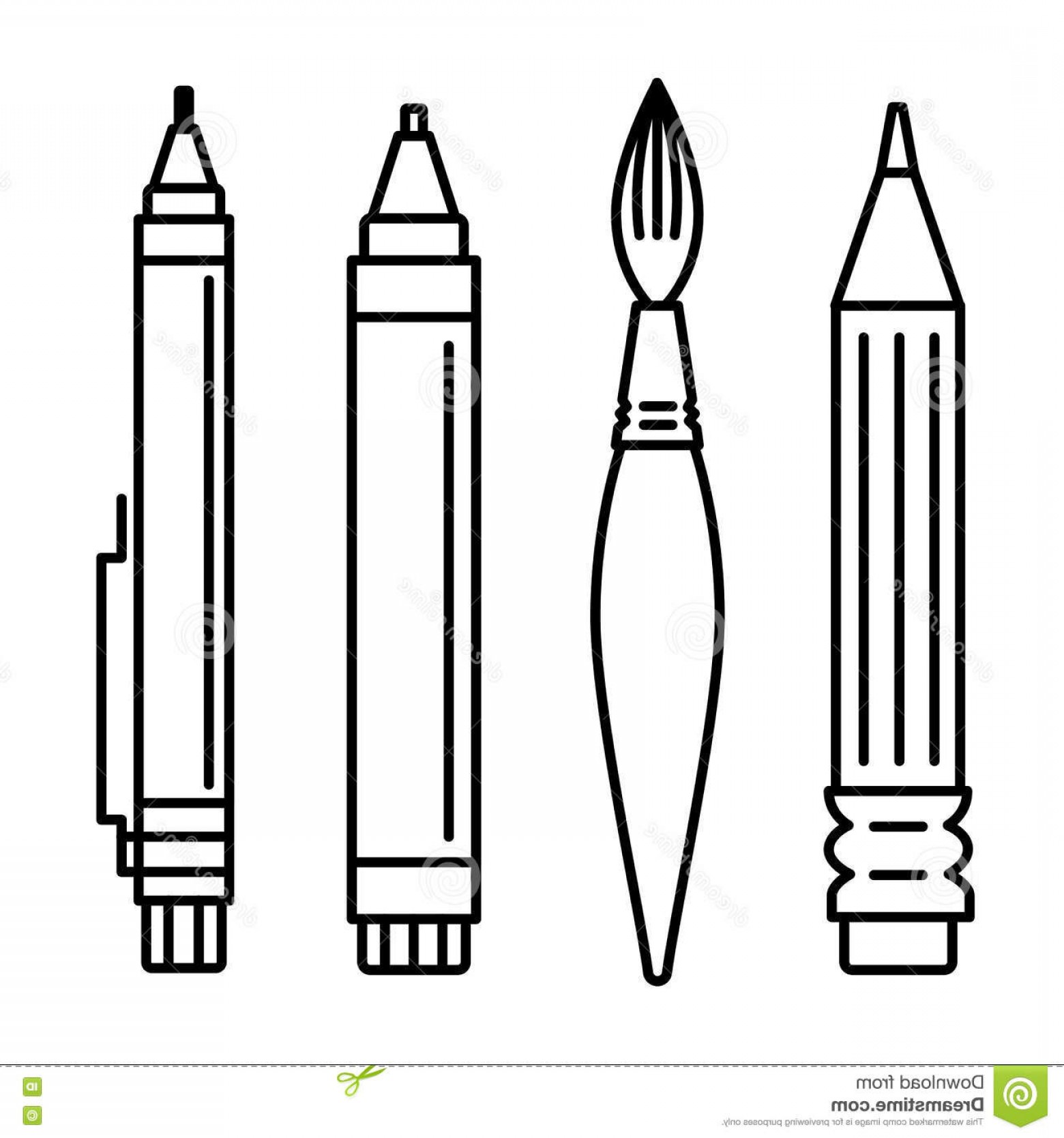 1560x1668 Stock Illustration Set Icons Art Supplies Line Vector Illustration