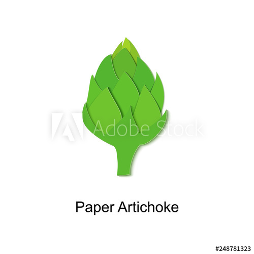 500x500 Paper Cut Green Artichokes Vector Paper Craft Design In The Form