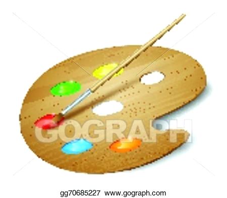 450x393 Wooden Artist Palette Wooden Art Palette With Paints And Brush