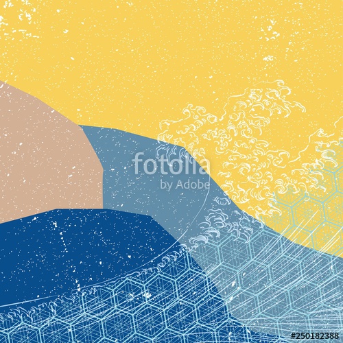500x500 Japanese Wave Elements With Artistic Background Vector Blue