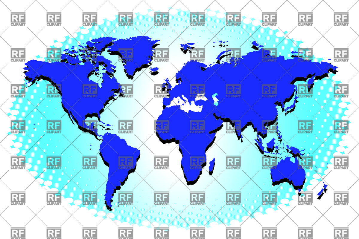 1200x800 Simple World Map On Blue Artistic Background Vector Image Of Signs