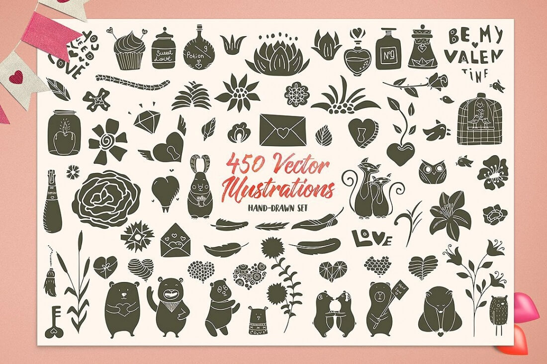 1100x732 Artistic Vectors, Watercolors, Flower Decorations More