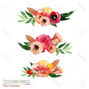 300x300 Photostock Vector Vector Watercolor Floral Wreath Set With Vintage