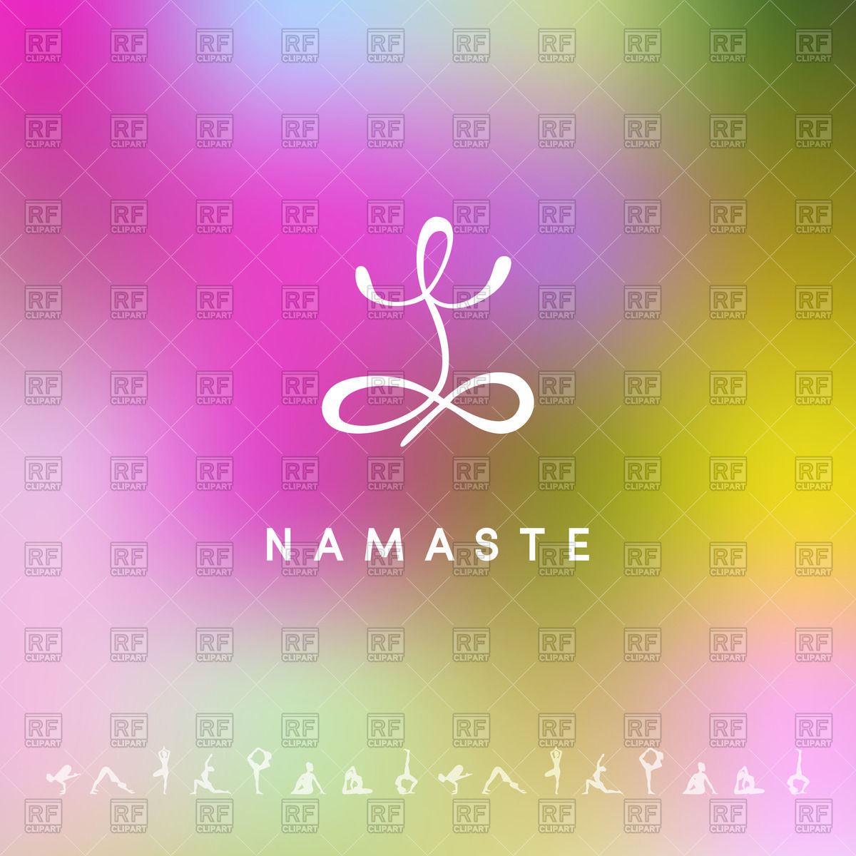 1200x1200 Blurred Background With Yoga Logo, Lettering Namaste And Asana