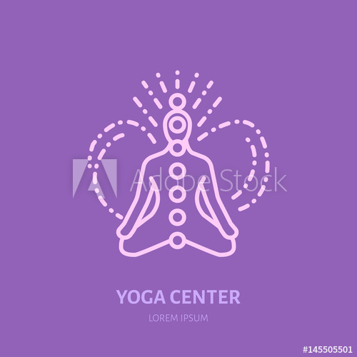 500x500 Meditation Flat Line Icon, Logo Vector Illustration Of Men