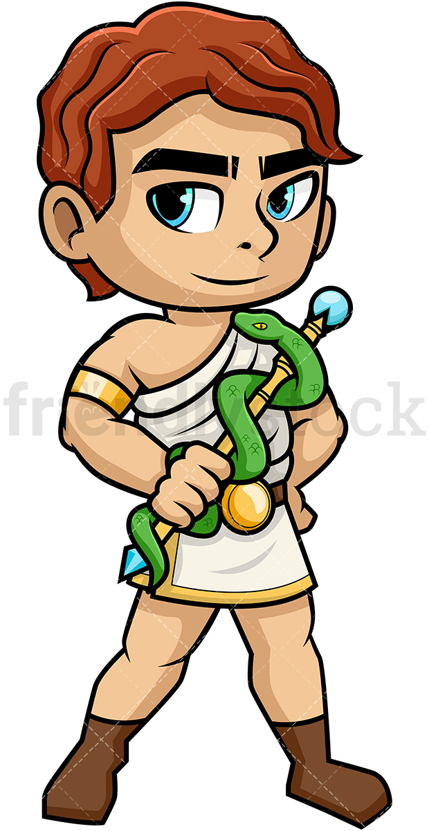 620x1200 Asclepius God Of Medicine Cartoon Vector Clipart