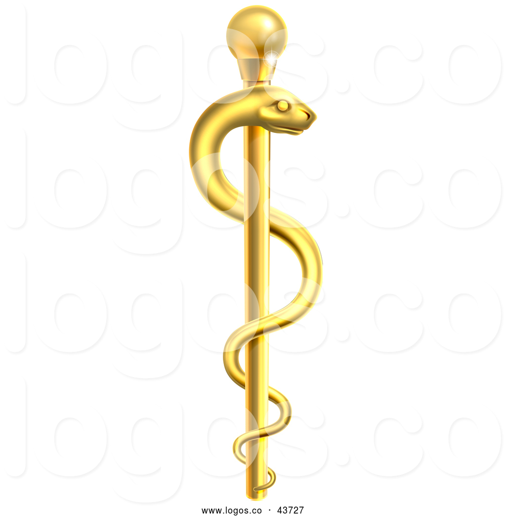1024x1044 Vector Logo Of Gold Medical Rod Of Asclepius And Snake Windy Up