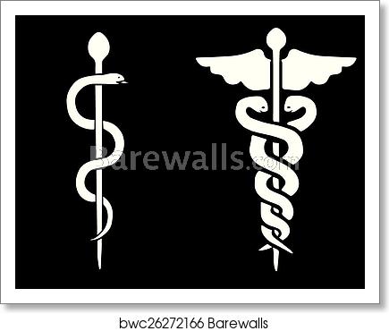Vector Of A Rod Of Asclepius And A Caduceus, Art Print Barewalls 435x370 Vector Of A Rod Of Asclepius And A Caduceus, Art Print Barewalls