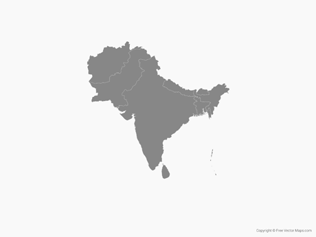 Vector Map Of South Asia With Countries 460x345 Vector Map Of South Asia With Countries