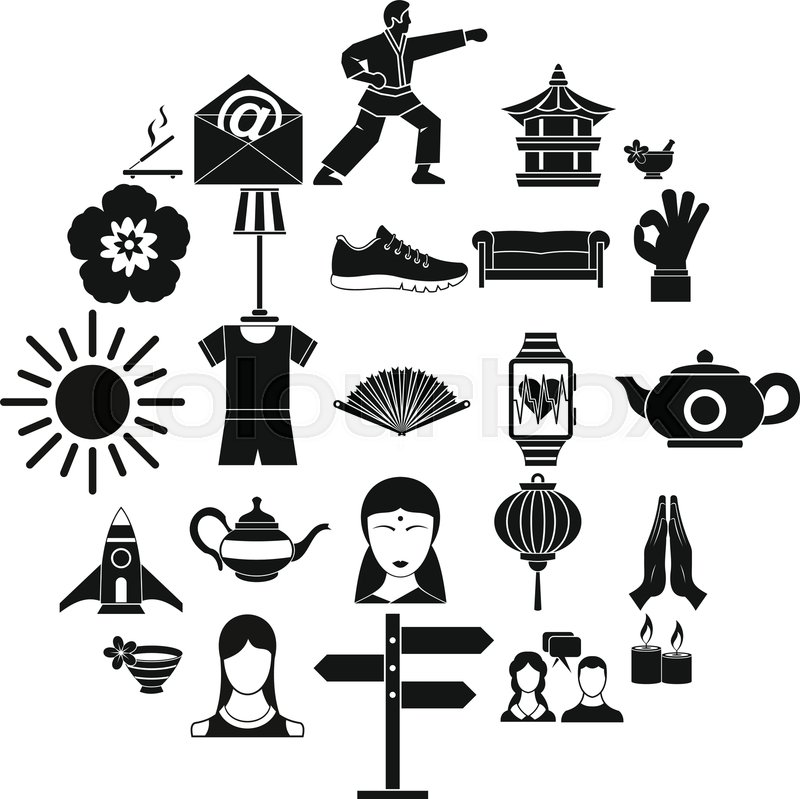 800x799 Asia Icons Set Simple Set Of Asia Stock Vector Colourbox