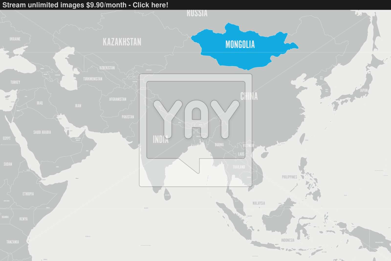 1600x1067 Mongolia Blue Marked In Political Map Of Southern Asia Vector