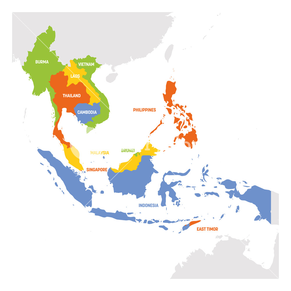 1000x1000 Southeast Asia Region Map Of Countries In Southeastern Asia