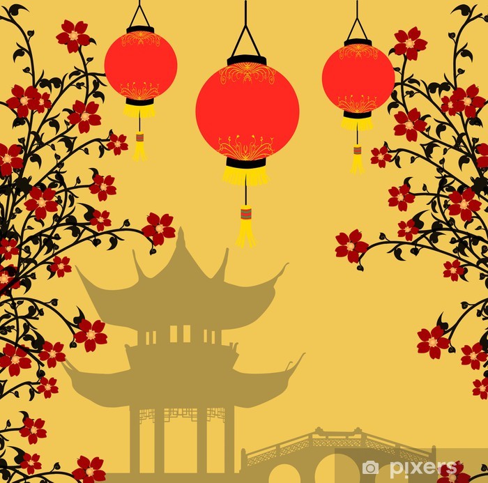 Asian Style Background, Vector Illustration Poster 700x693 Asian Style Background, Vector Illustration Poster
