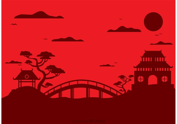 Chinese Temple Landscape Vector Background 700x490 Chinese Temple Landscape Vector Background