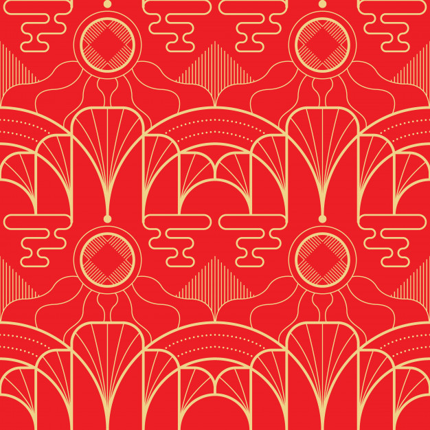 Vector Modern Geometric Tiles Asian Pattern On Red Background 626x626 Vector Modern Geometric Tiles Asian Pattern On Red Background