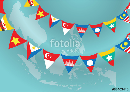Flat Asean Triangle Garland Flag On Asian Map Background Vector 500x354 Flat Asean Triangle Garland Flag On Asian Map Background Vector