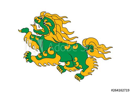 500x354 Green Orange Asian Dragon Vector Tibetan Green Dragon Mythical