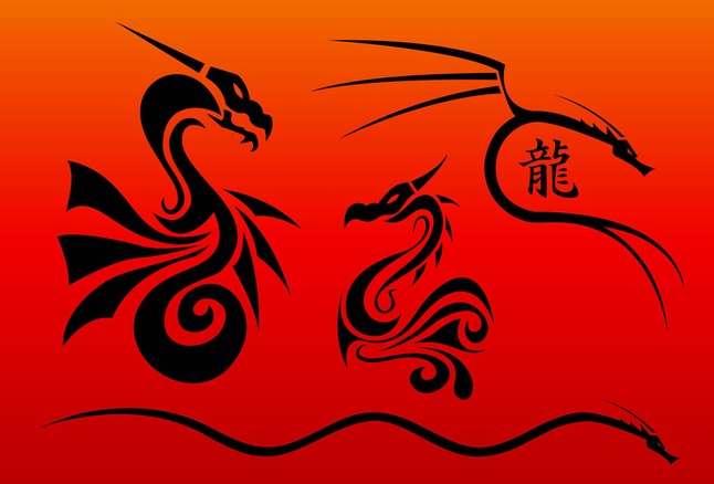 646x438 Asian Dragon Symbols Vector Art Graphics