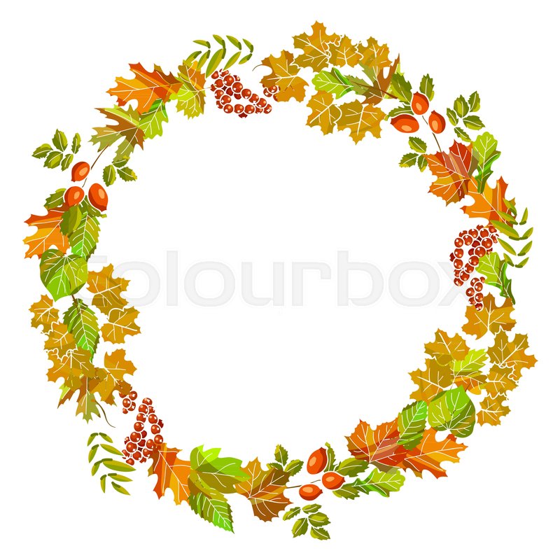800x800 Autumn Leaves Wreath Decoration Or Stock Vector Colourbox