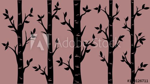 500x282 Birch Grove Background Vector Birch Or Aspen Trees With Leaves