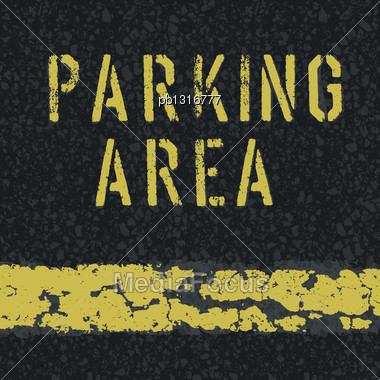 380x380 Parking Area Sign On Asphalt Background Vector