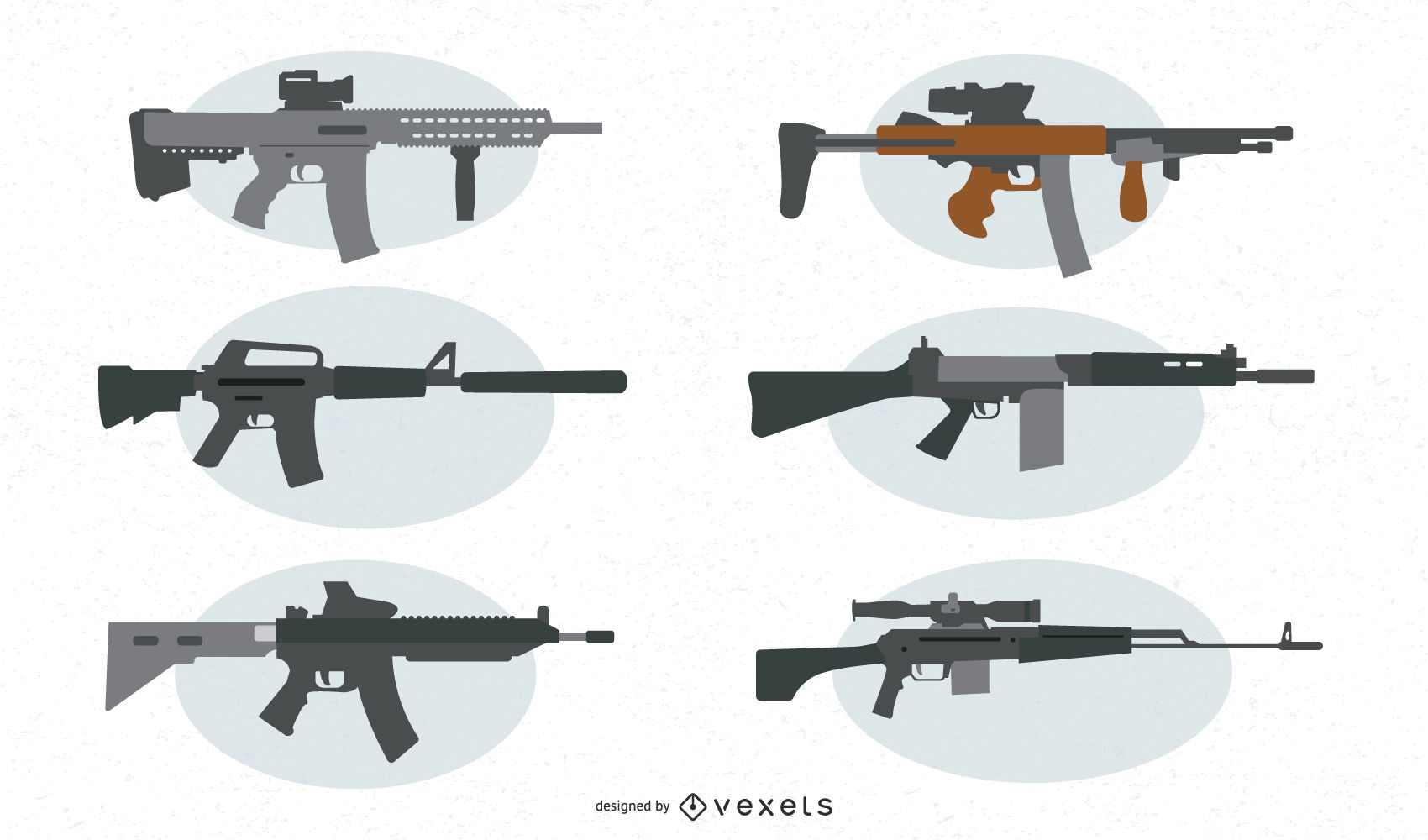 1700x1000 Assault Rifle Vector Set