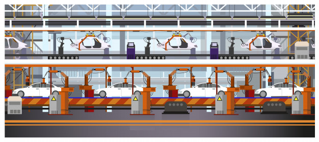 Car Assembly Line Illustration Vector Free Download 626x278 Car Assembly Line Illustration Vector Free Download