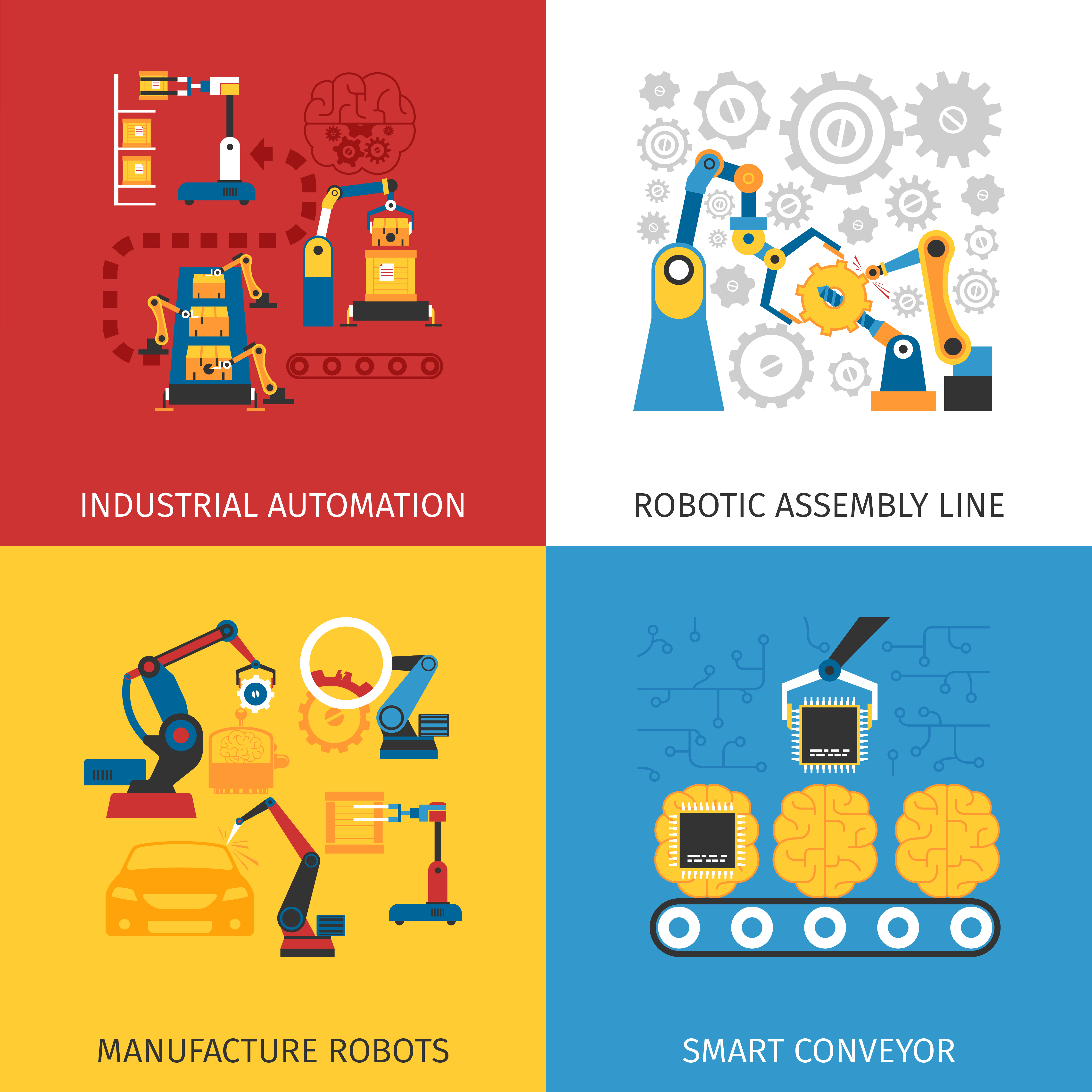 Industrial Assembly Line Flat Icons 4500x4500 Industrial Assembly Line Flat Icons