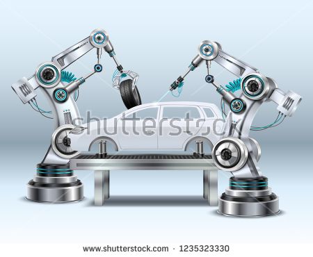 Vector Robot Stock Vector Robotic Arms In Car Assembly Line 450x370 Vector Robot Stock Vector Robotic Arms In Car Assembly Line