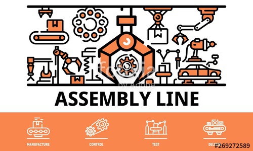 Assembly Line Banner Outline Illustration Of Assembly Line Vector 500x300 Assembly Line Banner Outline Illustration Of Assembly Line Vector