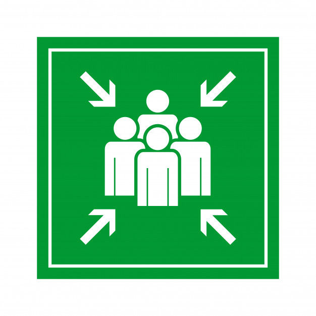 626x626 Green Emergency Evacuation Assembly Point Sign Vector Premium